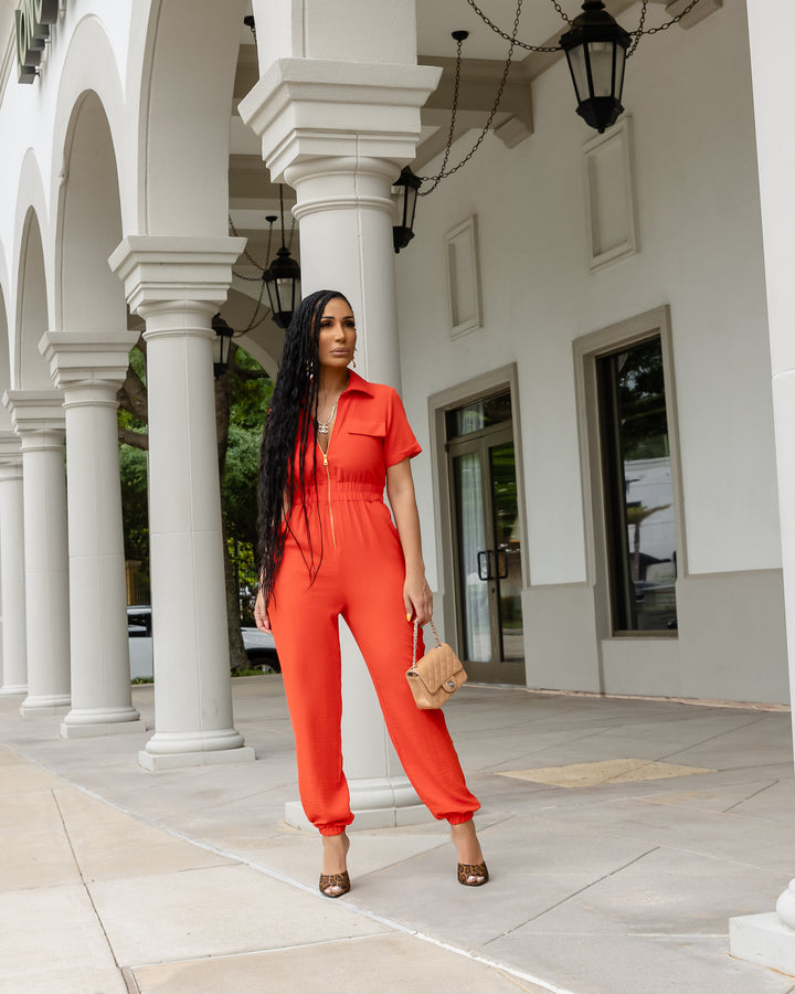 Asher (Coral Jumpsuit)