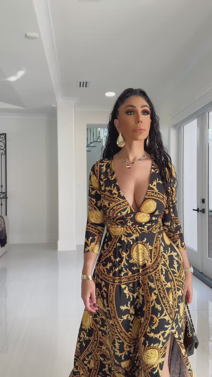 Lancy (Black/Gold Maxi Dress)