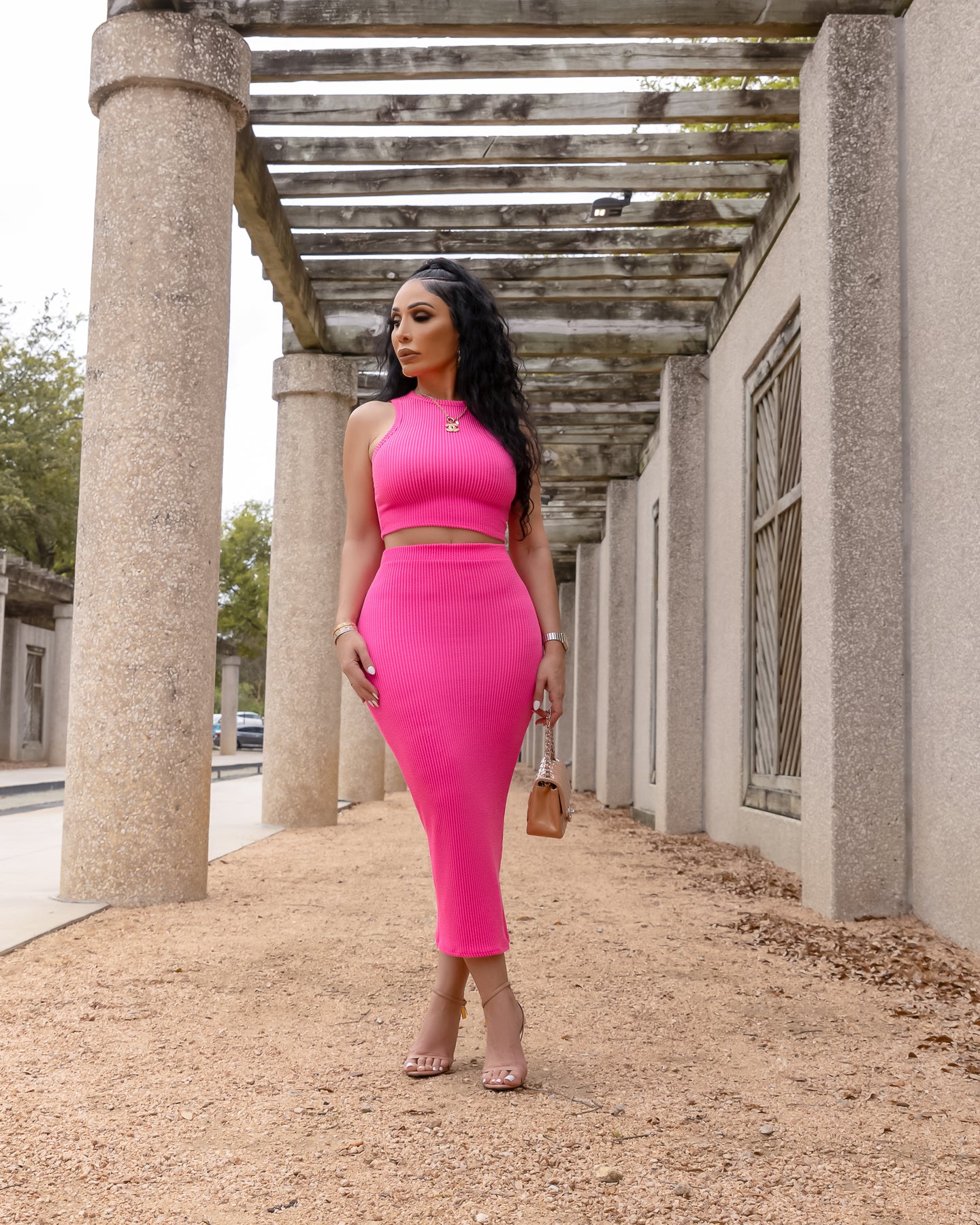 Yalena Hot Pink Skirt Set enstyle The Boutique