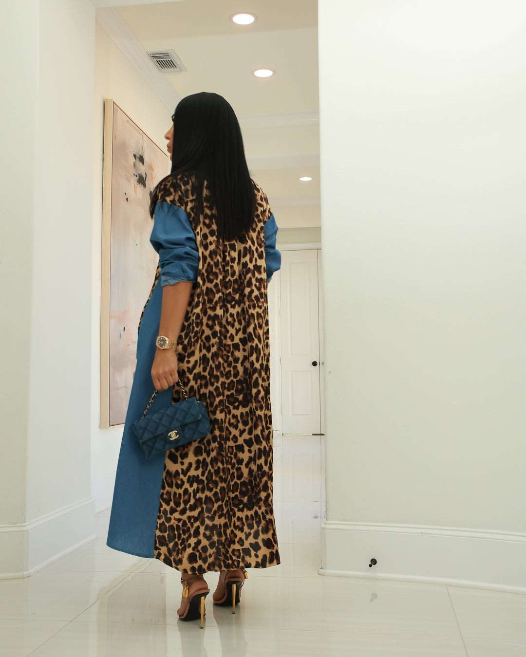 Stormy (Blue/Leopard Shirt Dress)