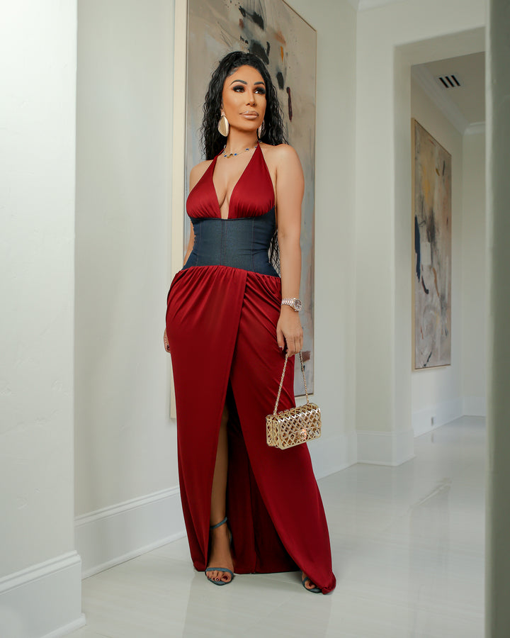 Gavin (Wine Red Dress)