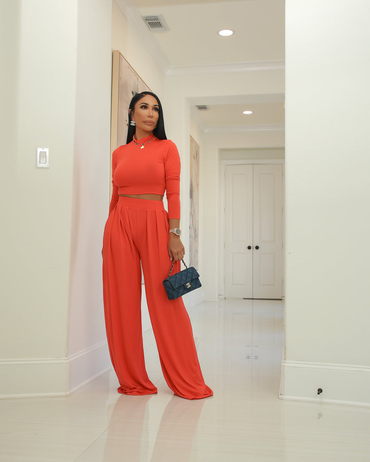 Aziel (Coral Dark Pant Set)