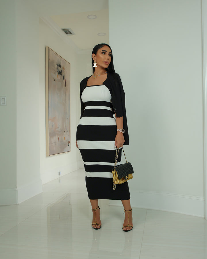 Casella (White/Black Midi Dress Set)