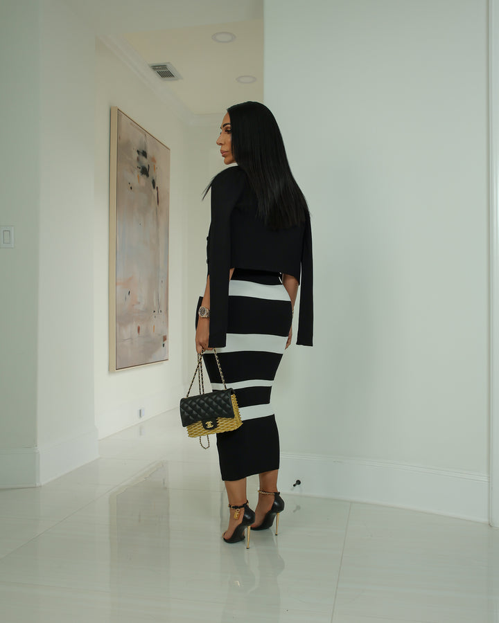 Casella (White/Black Midi Dress Set)