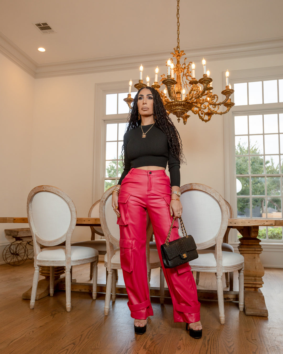 Aluma (Magenta Leather Cargo Pants) ALL SALE ITEMS ARE A FINAL SALE NO EXCHANGE