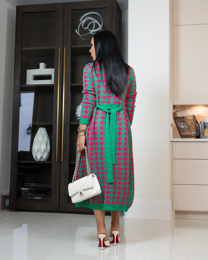 Toosie (Green/Pink Multicolor Cardigan and Dress)