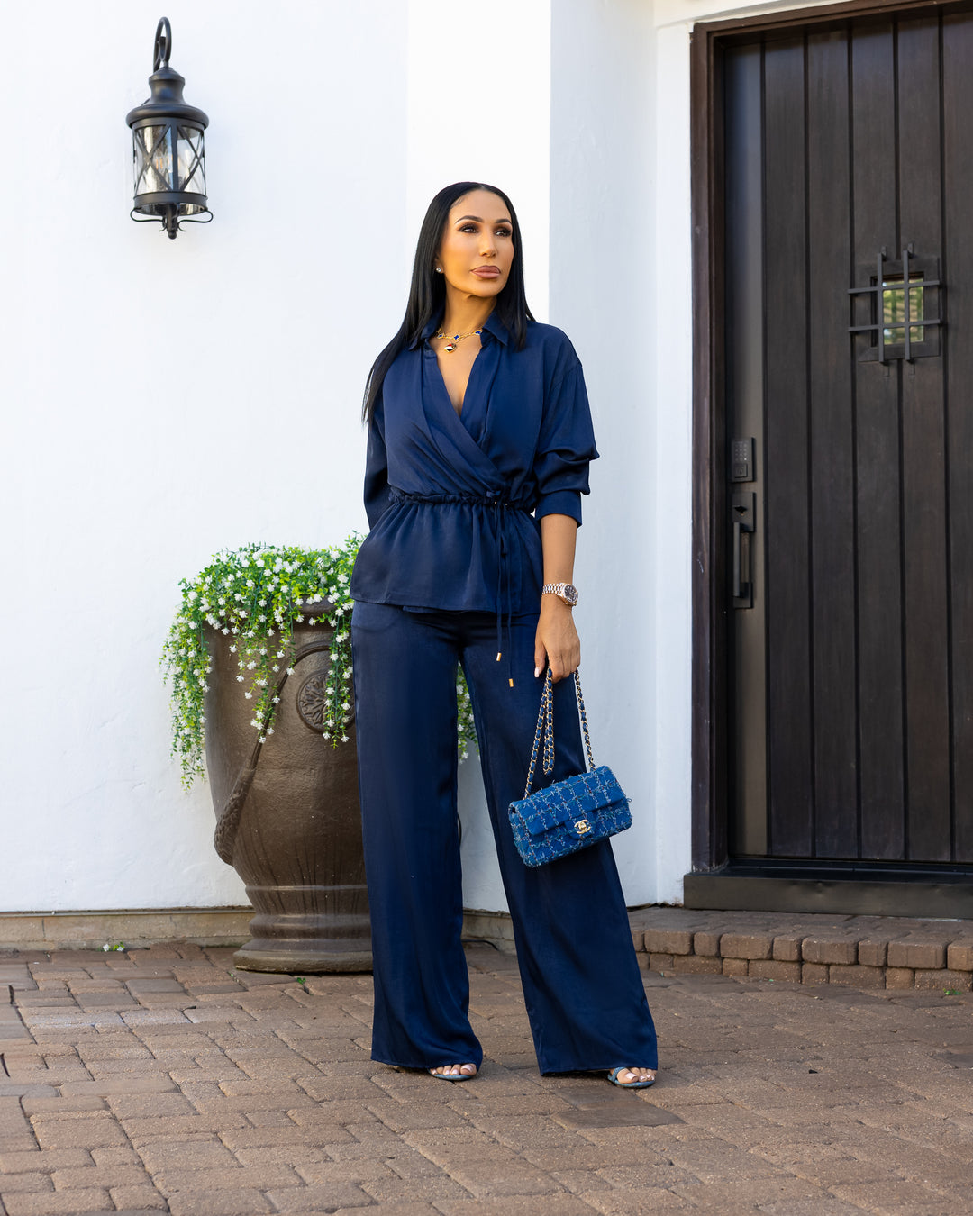 Naomi (Navy Blue Pant Set)