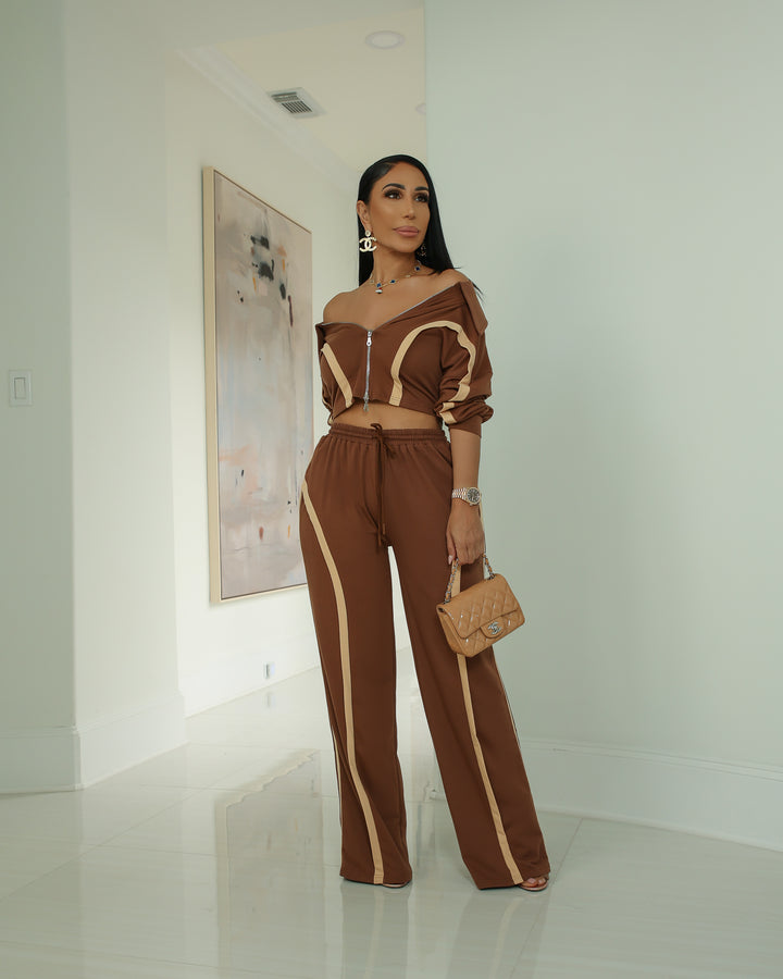Esco (Brown/Taupe Pant Set)