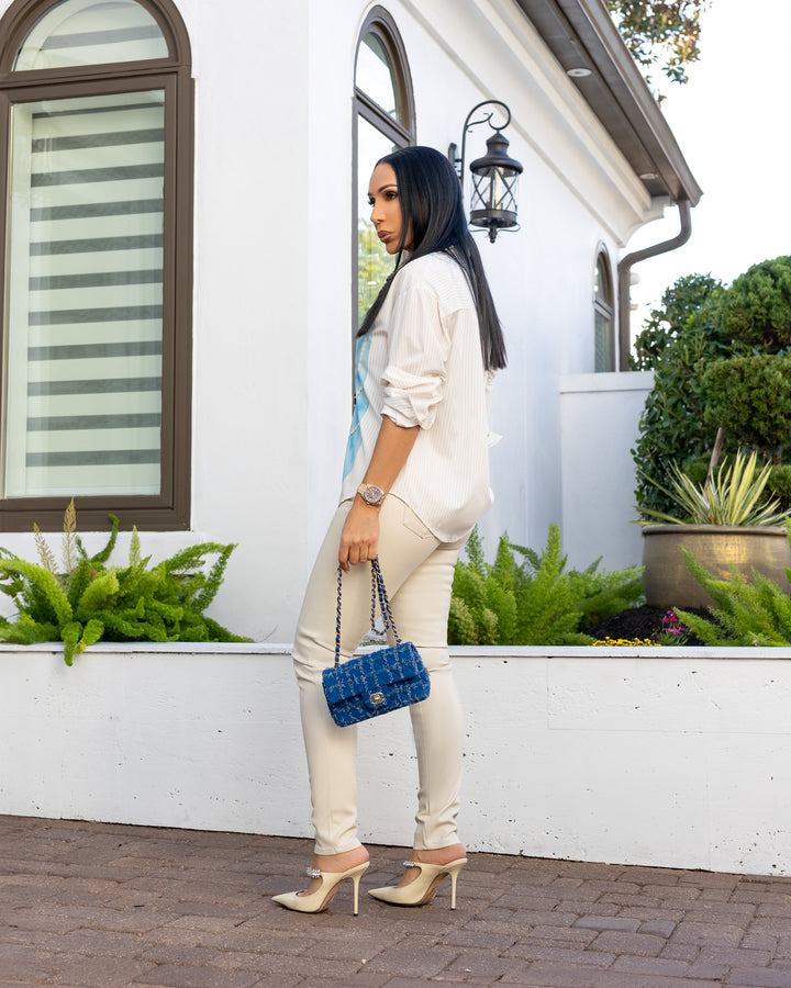 Layke (Cream Faux Leather Pants)
