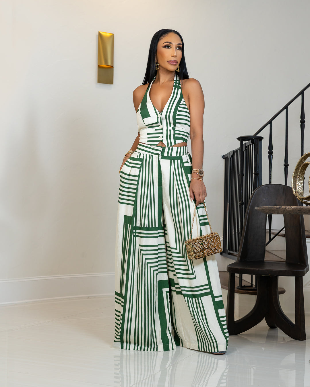 Sasha (Olive/Ivory Pant Set)