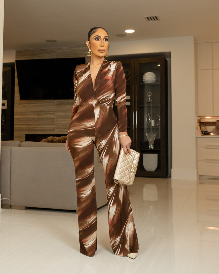 Larra (Brown/Cream Jumpsuit) ALL SALE ITEMS ARE A FINAL SALE NO EXCHANGE