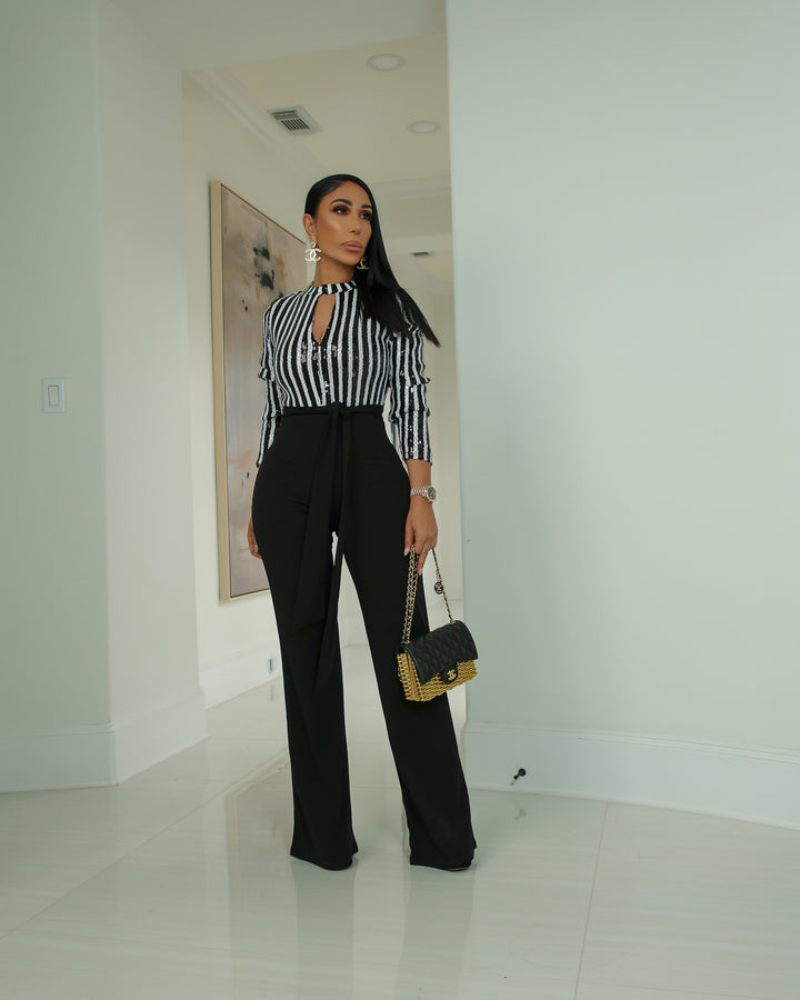 Pablo (Black/White Sequin Jumpsuit)