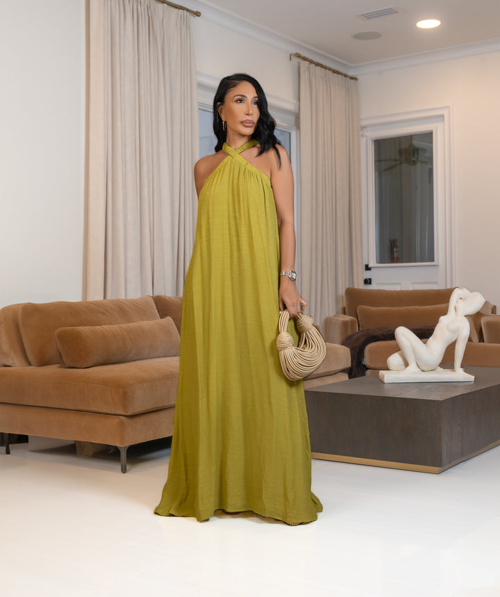 Zues (Deep Lime Green Maxi Dress)