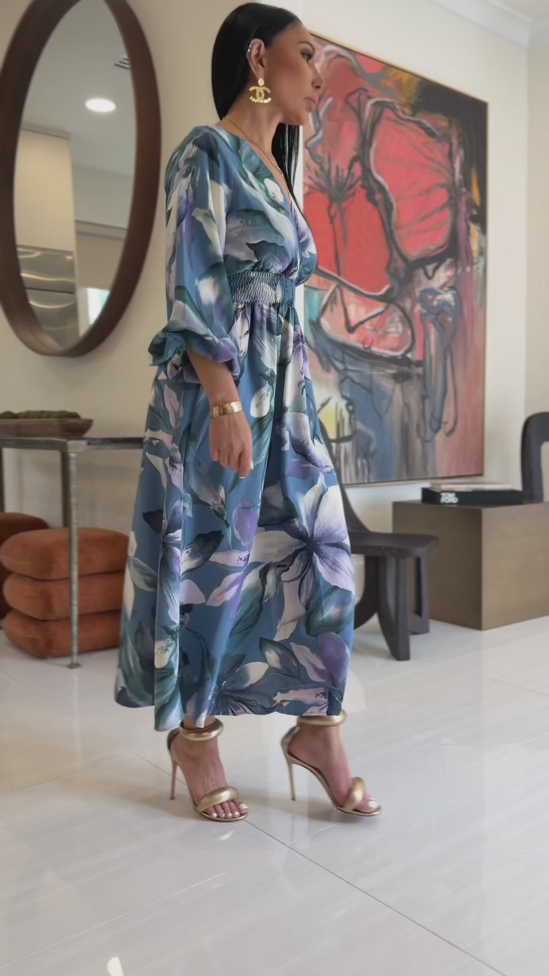 Rocki (Multi Blue Floral Print Dress)