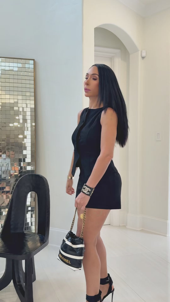 Codi (Black Faux Suede Short Set)