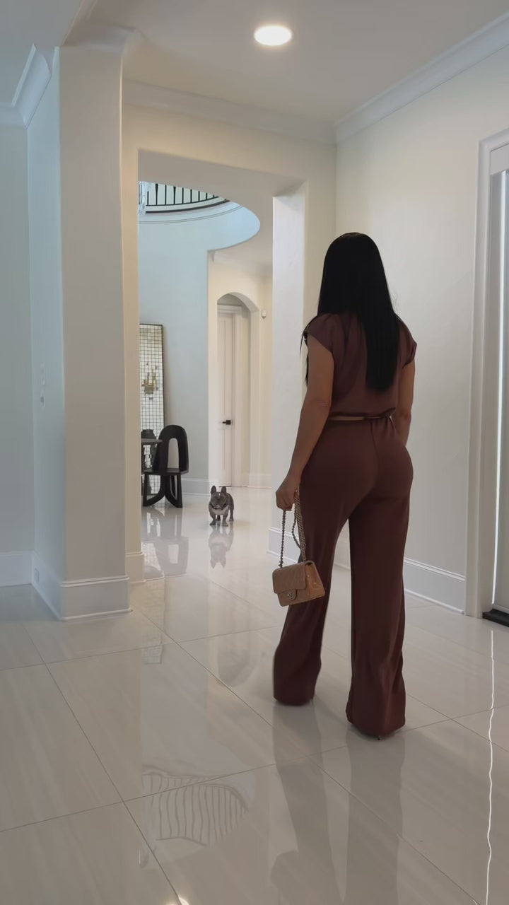 Cassia (Dark Brown Pant Set)