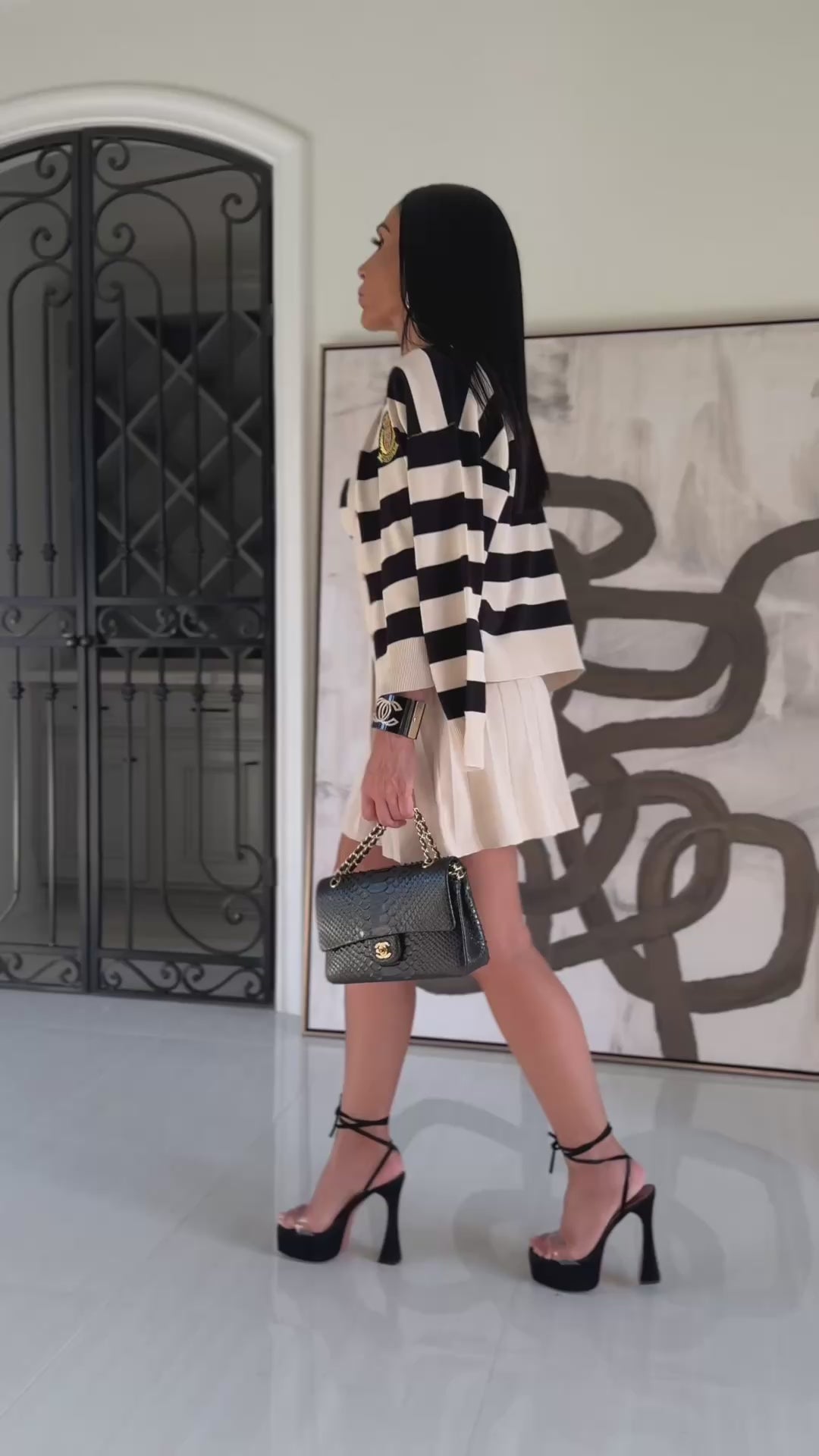 Steve (Almond/Black Three Piece Skirt Set)