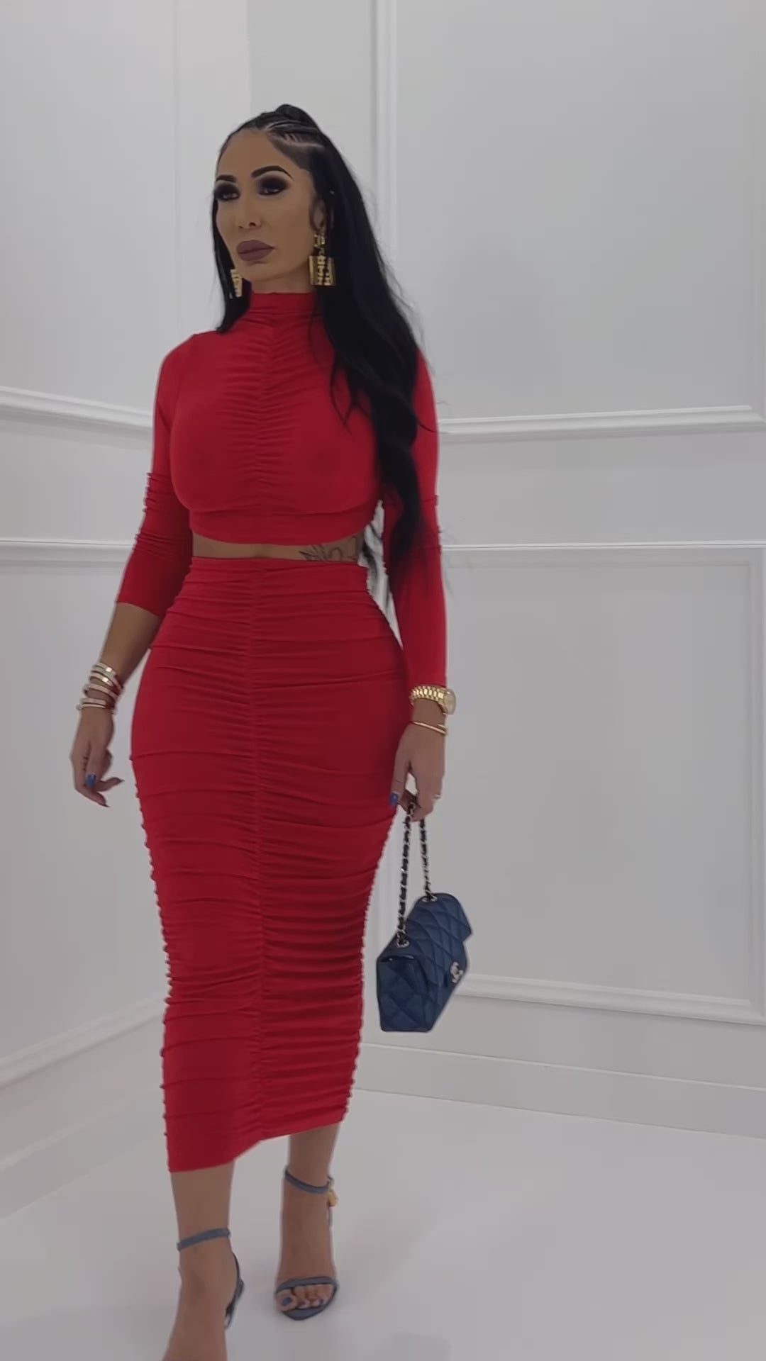 Alexis (Red Two Piece Skirt Set)