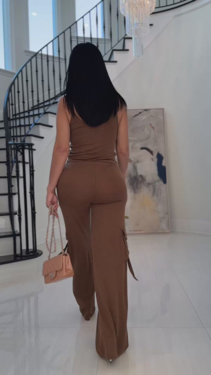 Marta (Brown Two Piece Pant Set)