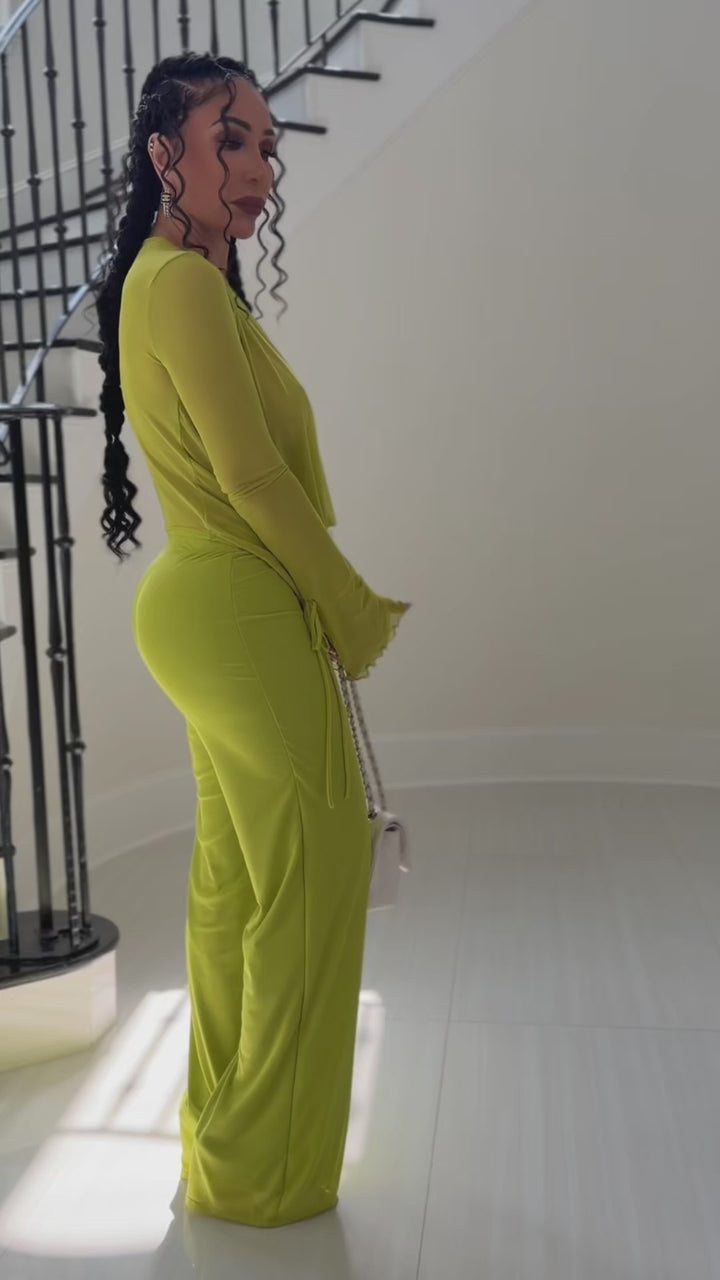 Patricia (Chartreuse Flare Pant Set)