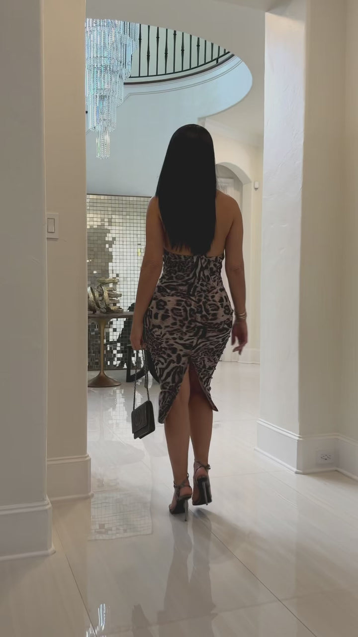 Haisley (Cheetah Print Midi Dress)