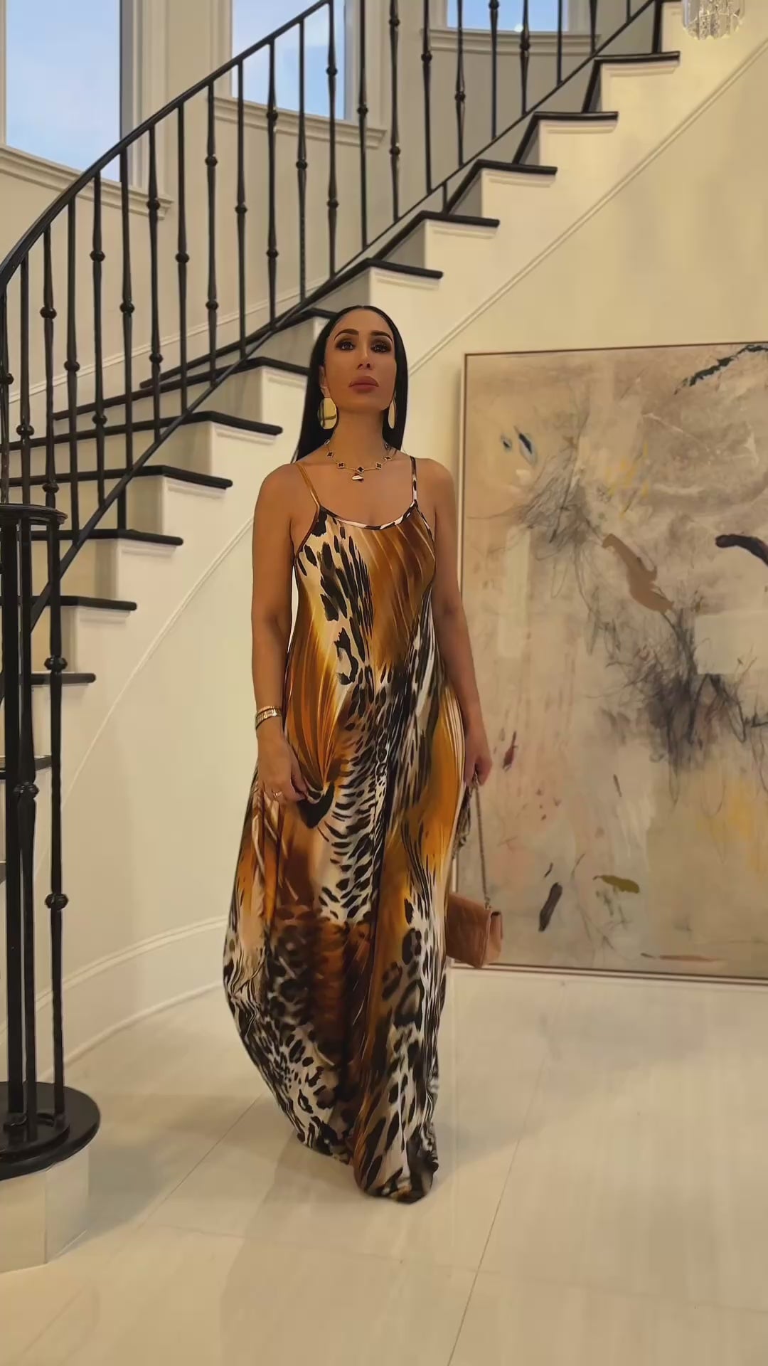 Jina (Gold/Brown Maxi Dress)