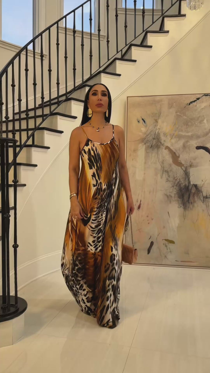 Jina (Gold/Brown Maxi Dress)
