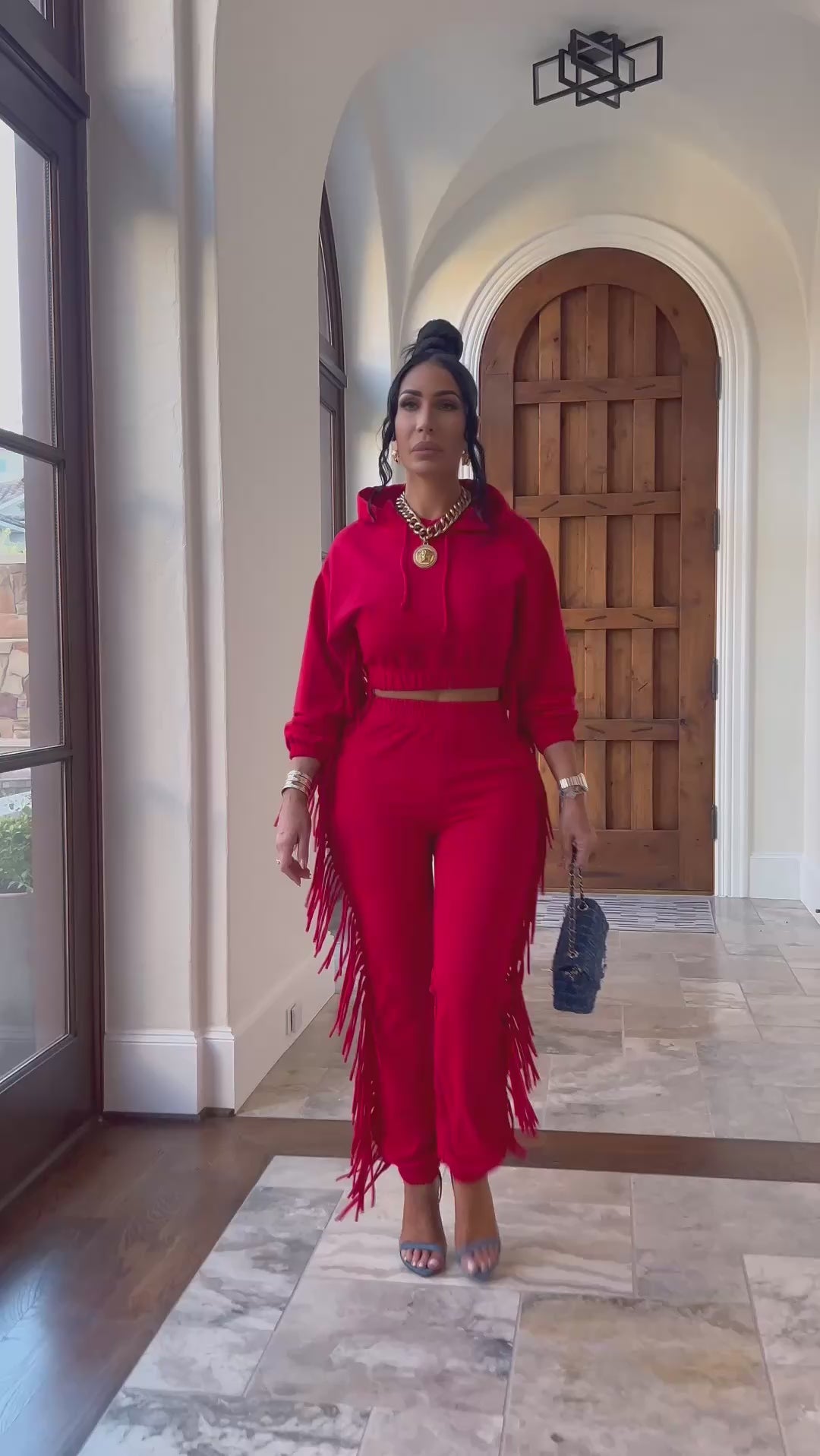 Dalia (Red Fringe Jogger Set)