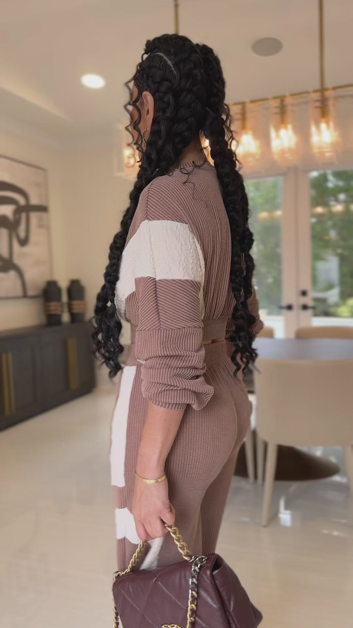 Ginger (Taupe/Cream Pant Set)