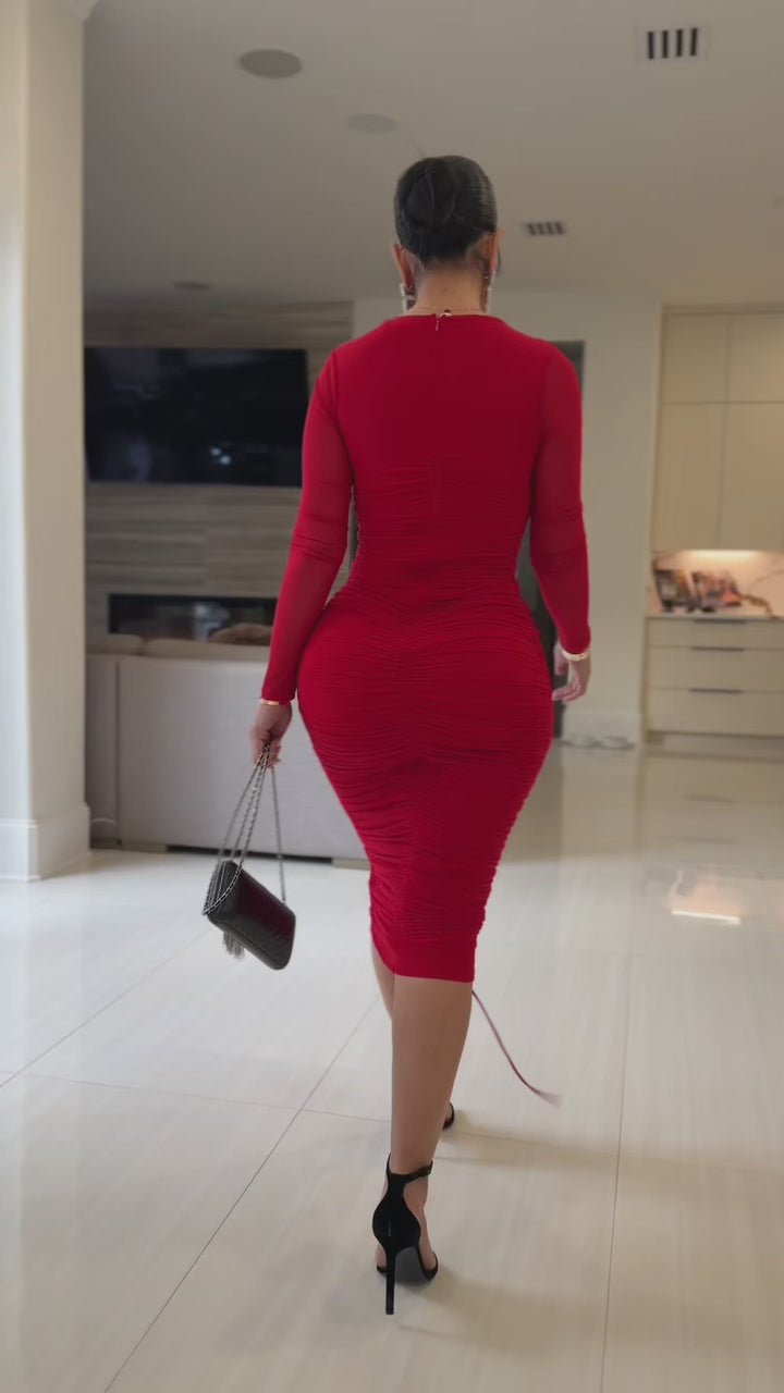 Maximo (Red Midi Dress) ALL SALE ITEMS ARE A FINAL SALE NO EXCHANGE