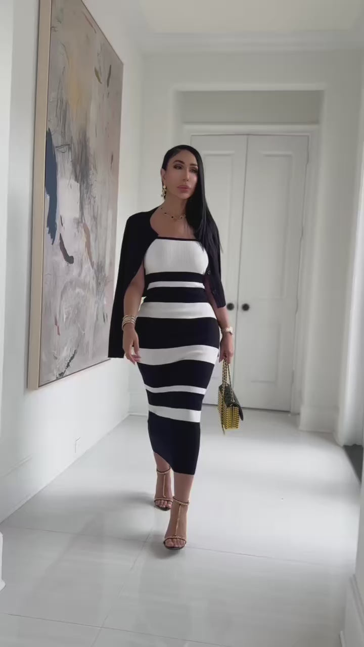 Casella (White/Black Midi Dress Set)
