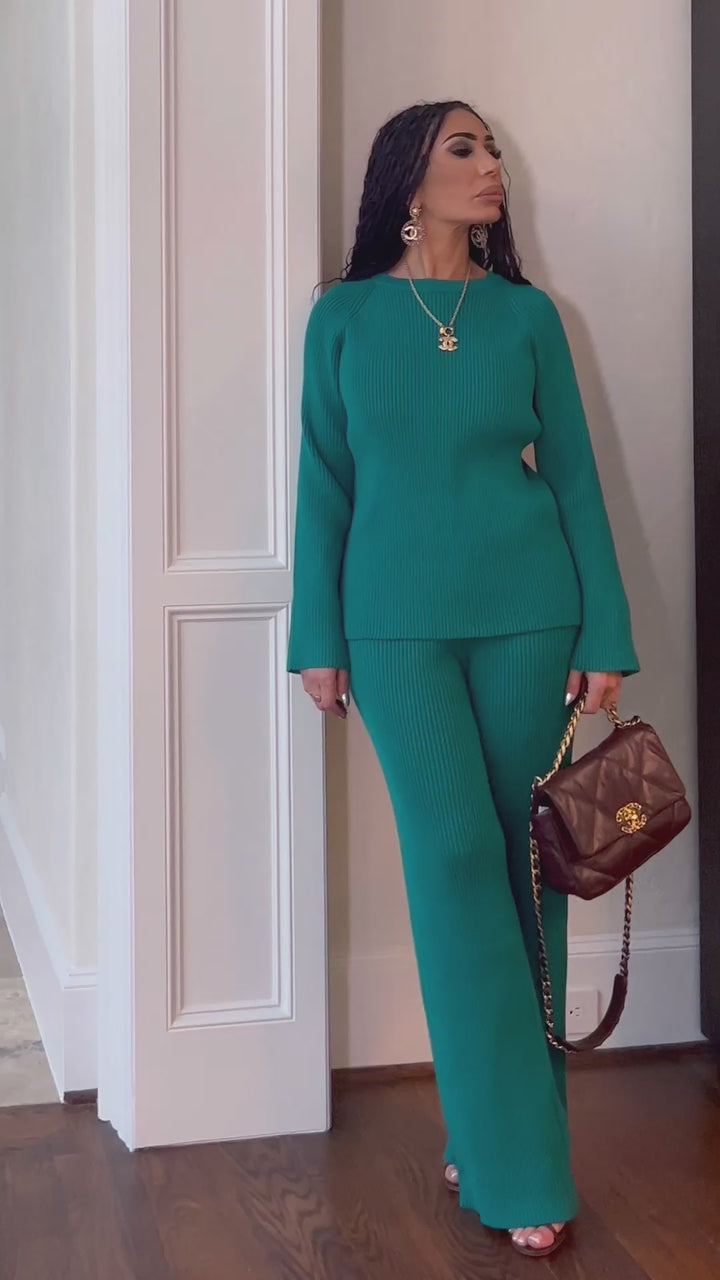 Dara (Emerald Green Sweater Set) ALL SALE ITEMS ARE A FINAL SALE NO EXCHANGE