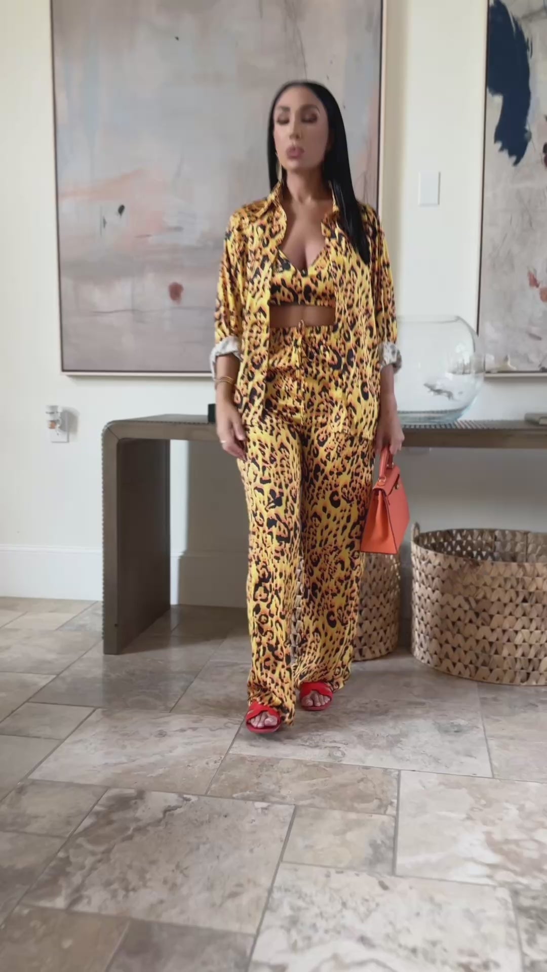 Cento (Leopard Print Three Piece Pant Set)