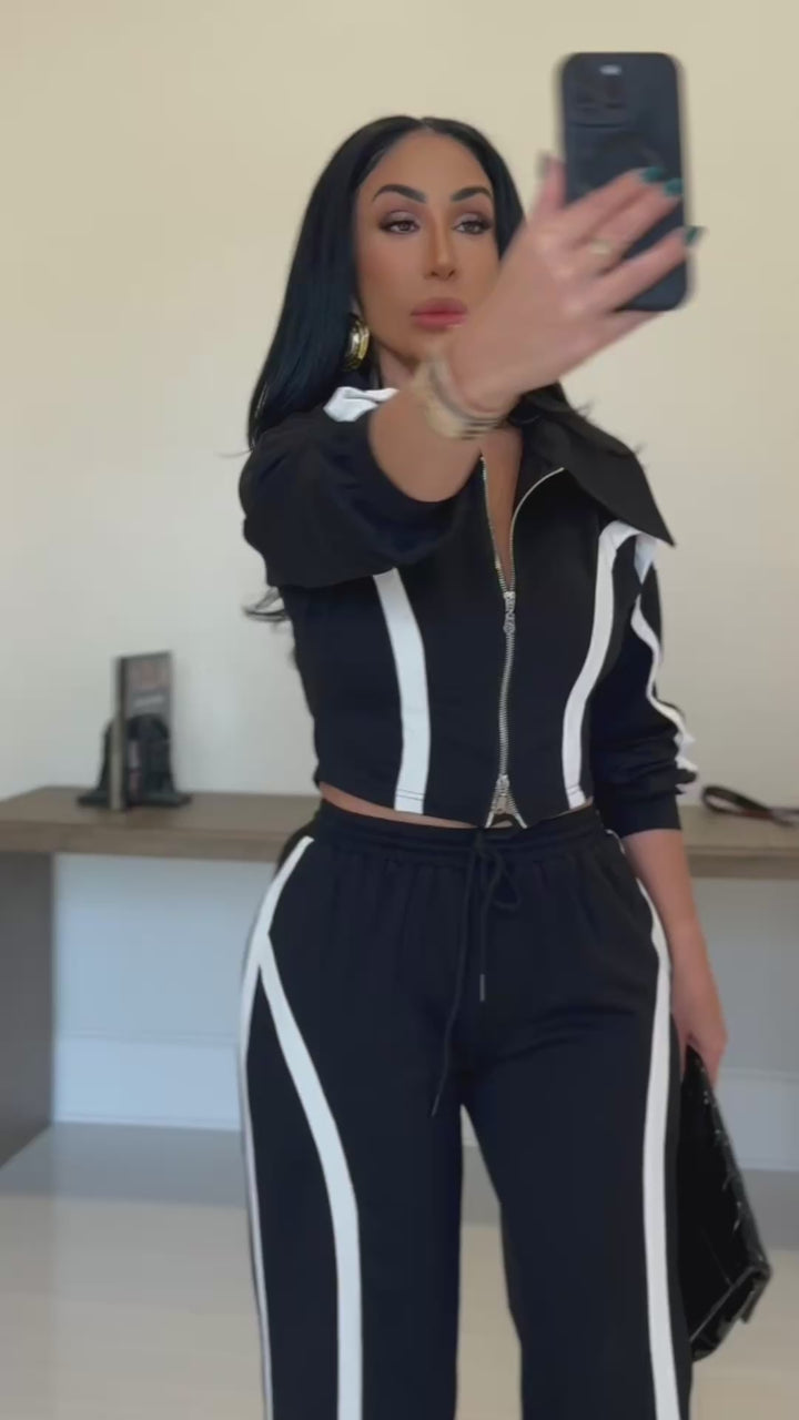 Esco (Black/White Pant Set)