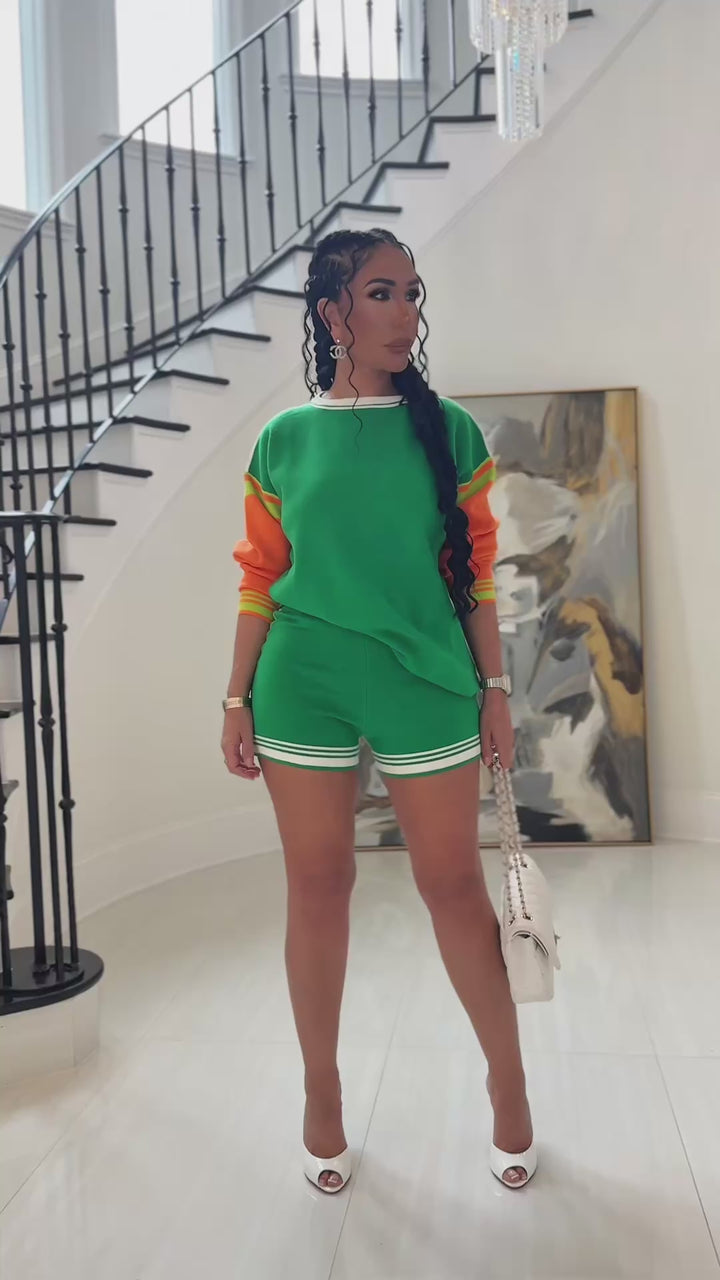Viento (Green/Orange Shorts Set)