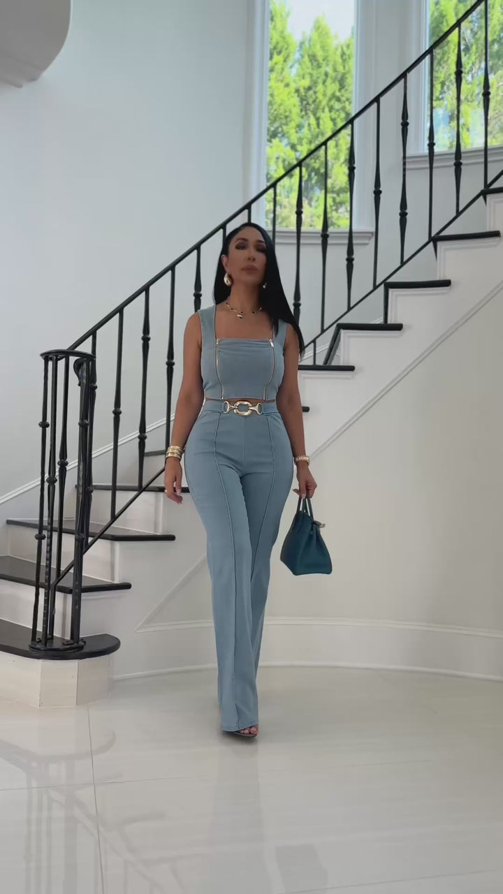 Casanova (Light Blue Denim Pant Set)