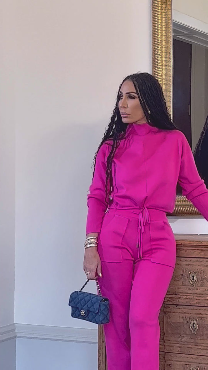 Amara (Pink Two Piece Sweater Pant Set)