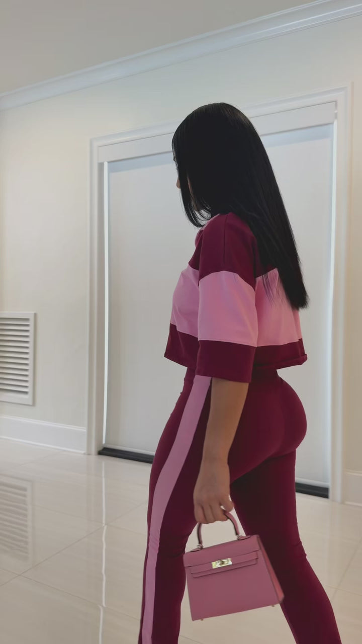 Julie (Maroon/Pink Pant Set)