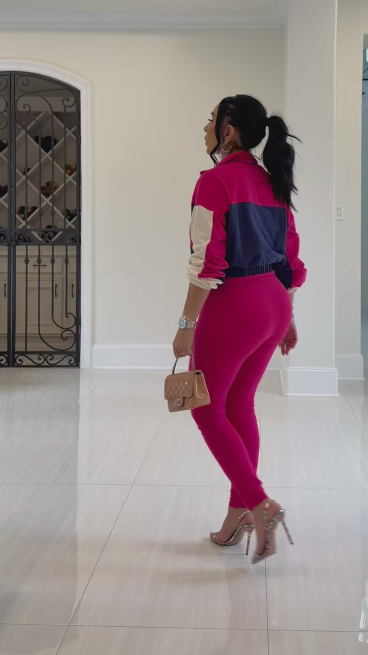 Cozette (Dark Fuchsia/Navy Legging Set)