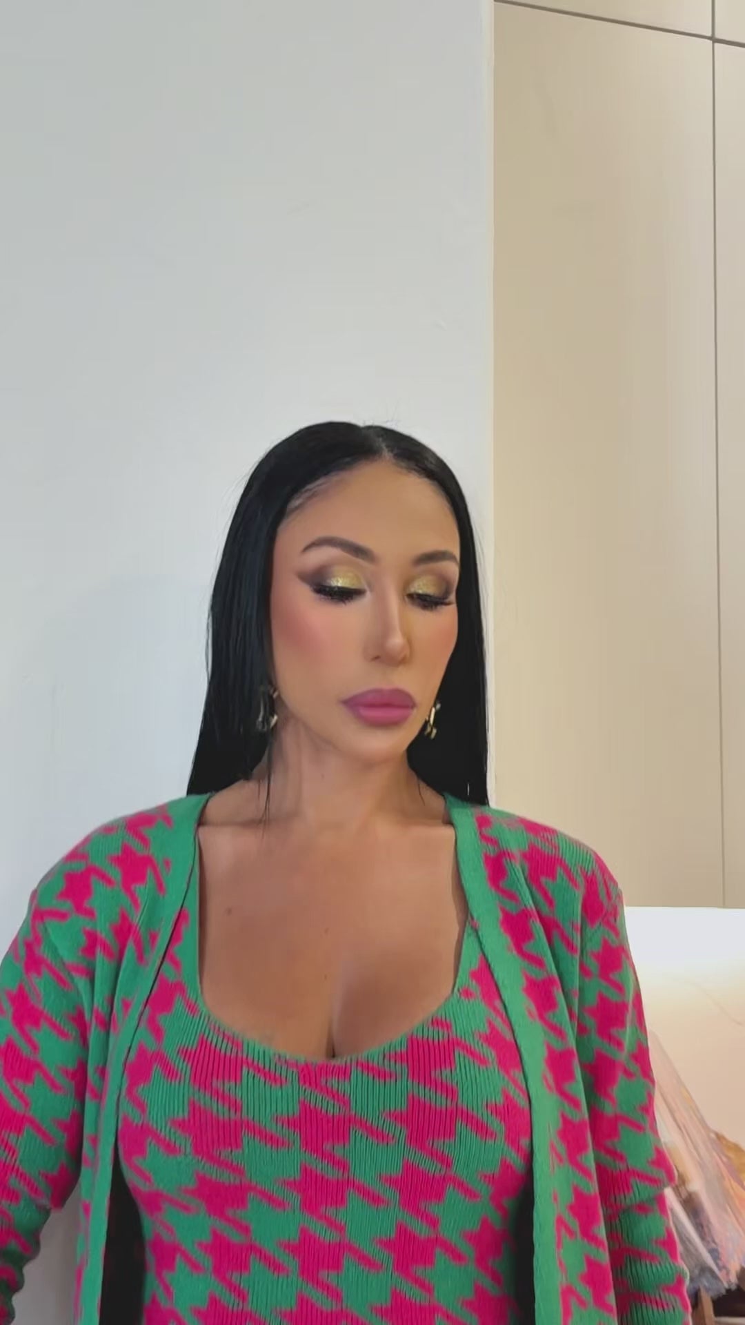 Toosie (Green/Pink Multicolor Cardigan and Dress)