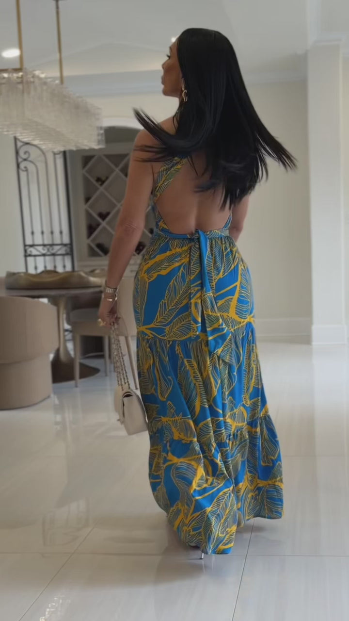 Lynn (Blue/Yellow Maxi Dress)