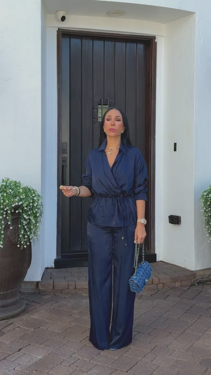 Naomi (Navy Blue Pant Set)