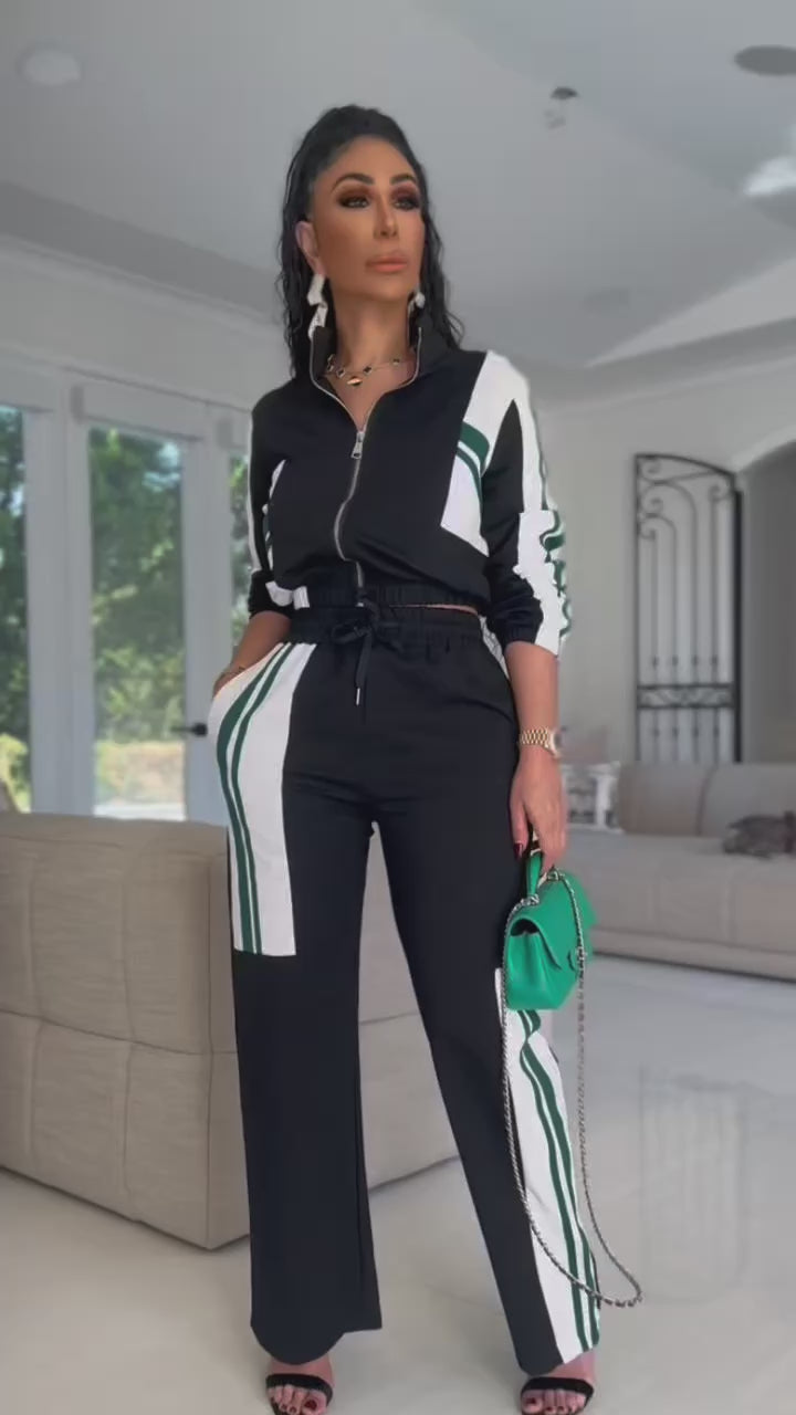 Brooke (Black Multi Pant Set)
