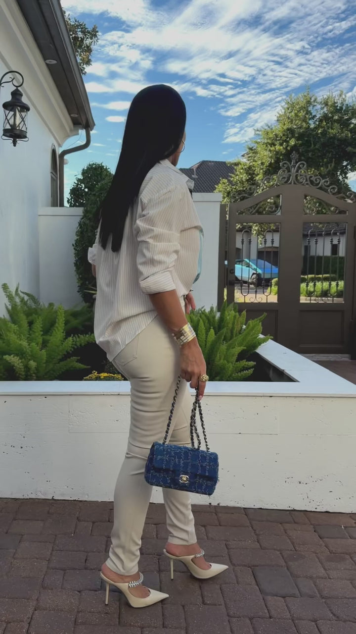 Layke (Cream Faux Leather Pants)