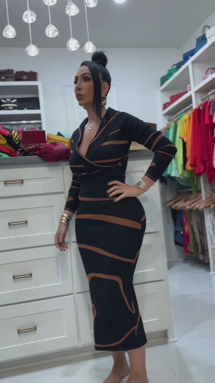 Nixie (Black/Camel Skirt Set)