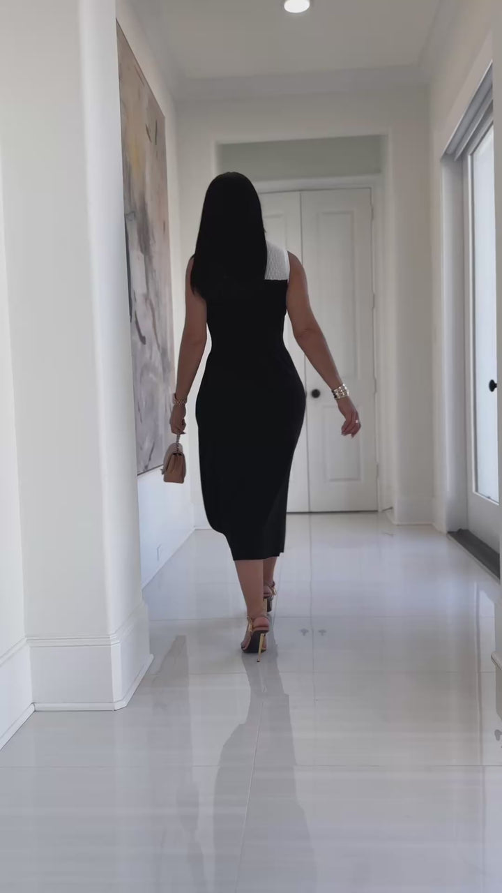 Mitch (Black/White Midi Dress)
