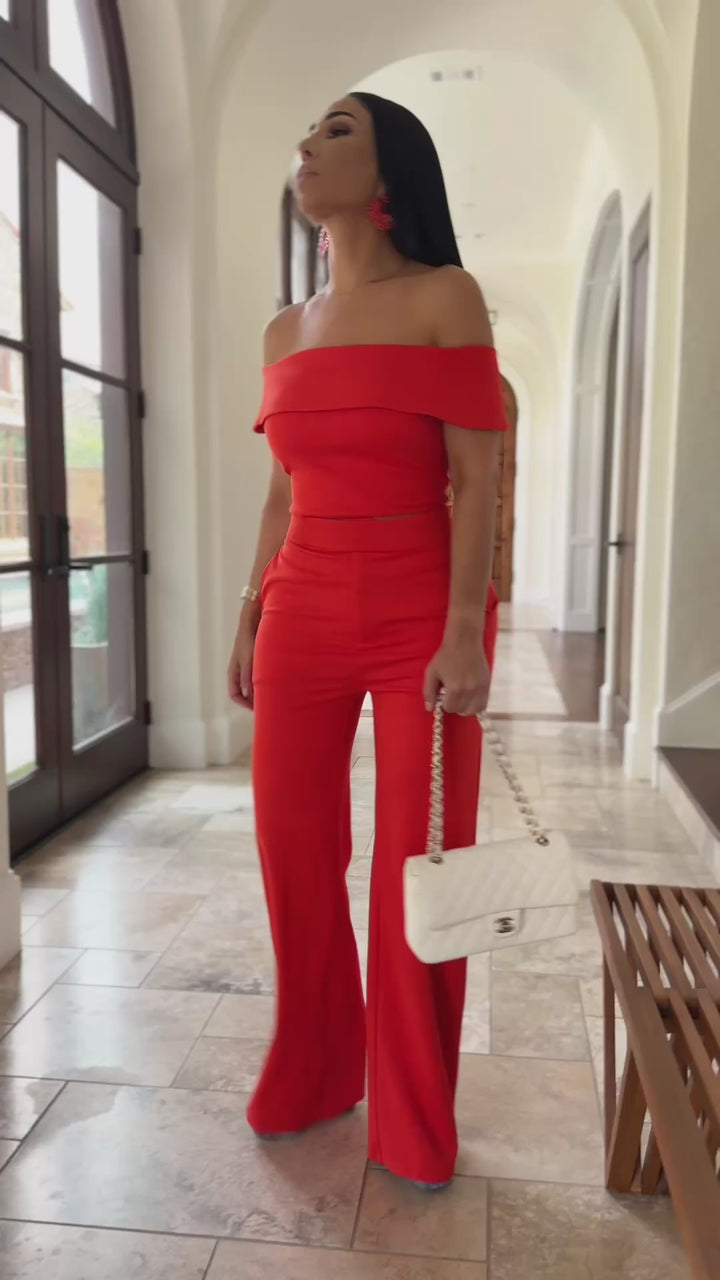 Hadyn (Red-Orange Pant Set)