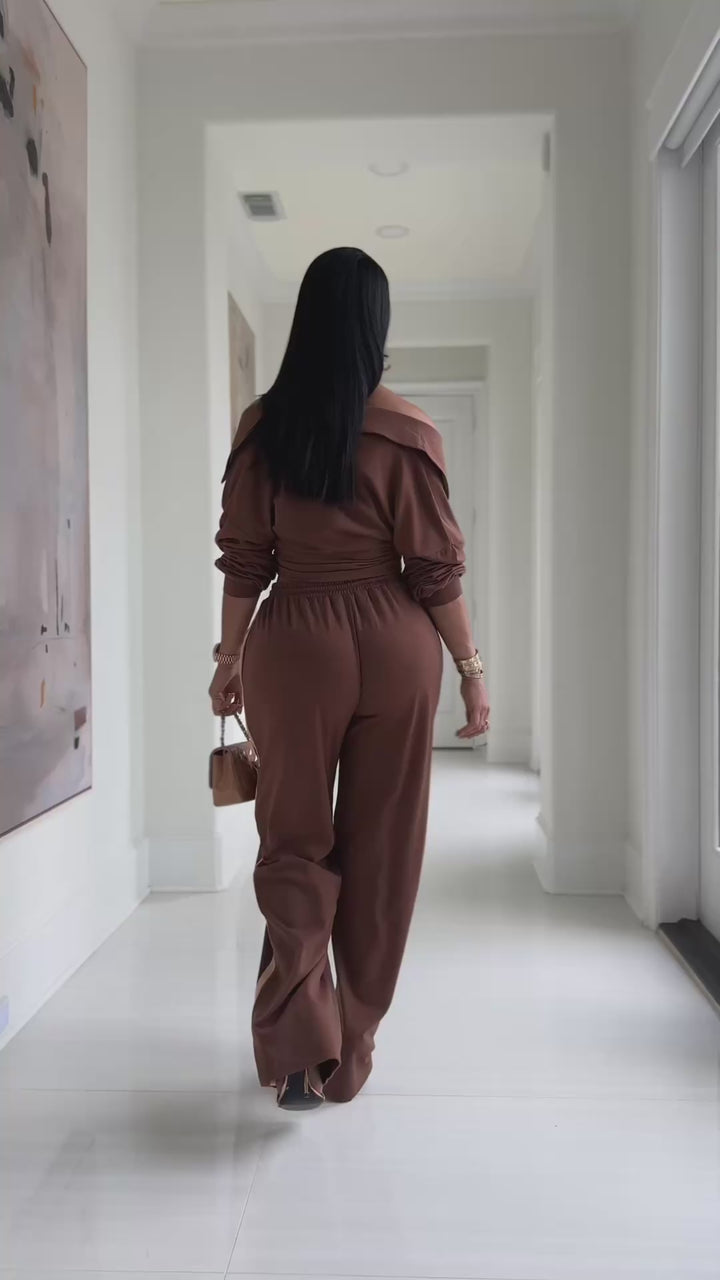 Esco (Brown/Taupe Pant Set)