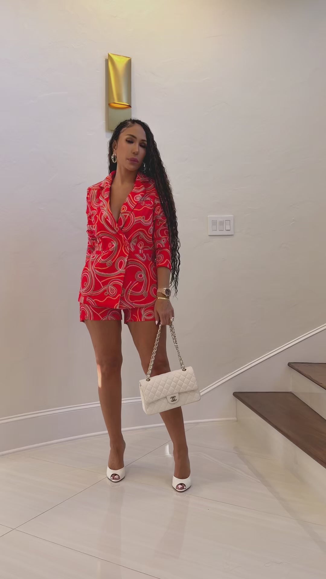 Gordon (Red Multicolor Blazer Short Set)