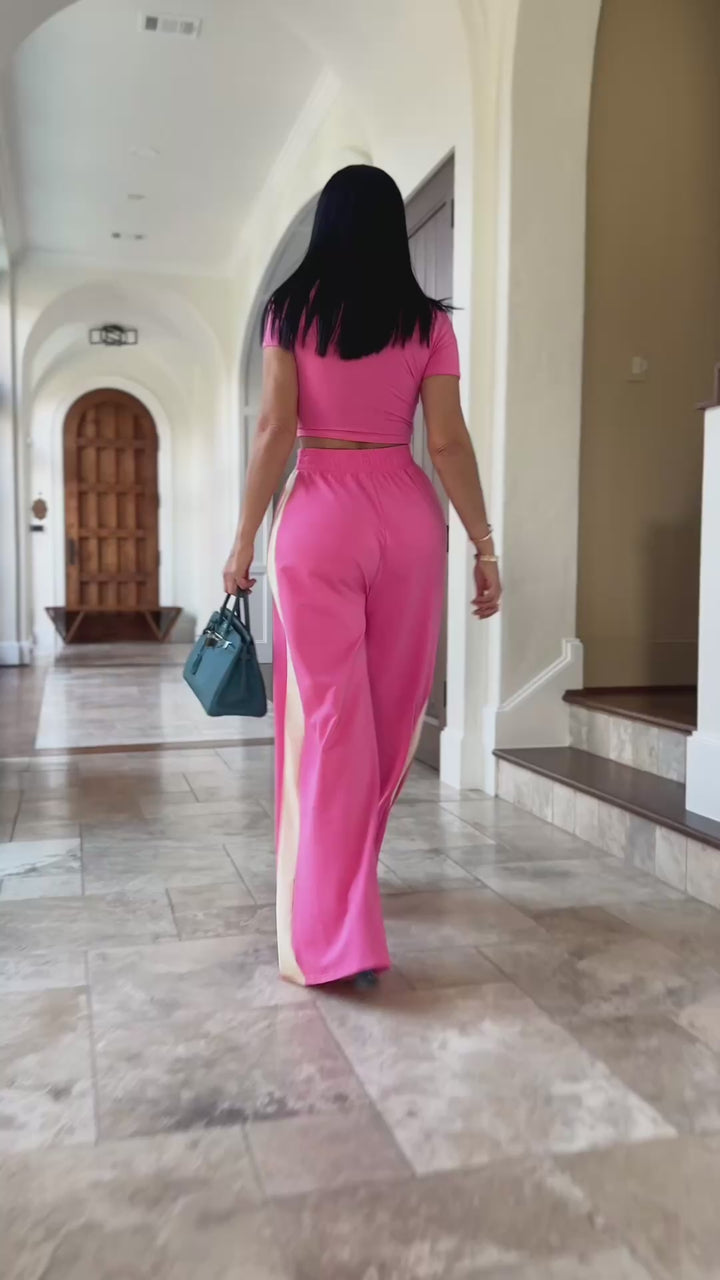 Solania (Hot Pink/Vanilla Pant Set)